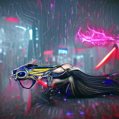 Bayonetta in Cyberpunk 2099 Neon Style
