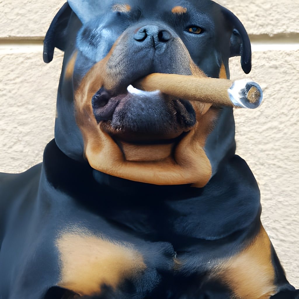 Rottweiler Dog Smoking Cigar Portrait