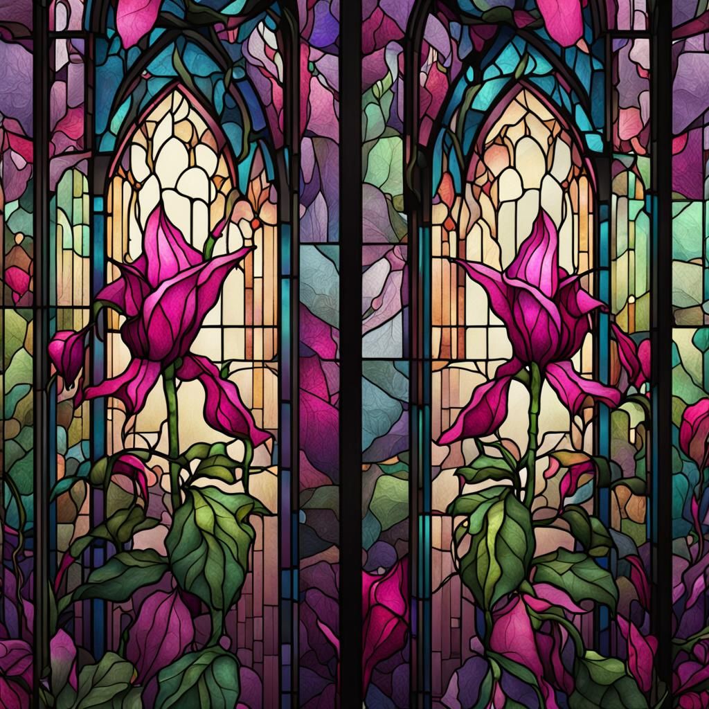 Stained Glass Fuchsias: Detailed Fantasy Art