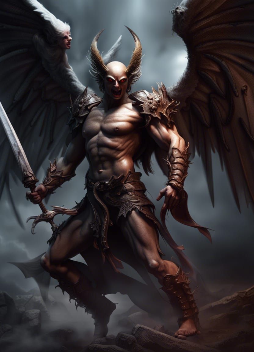 Archangel vs Demon: Epic Battle Portrait