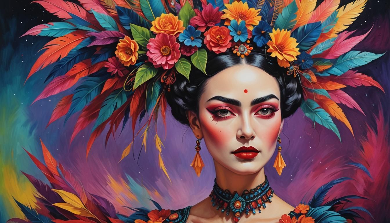 Retrofuturist Cabaret Dancer Portrait in Pastel Style