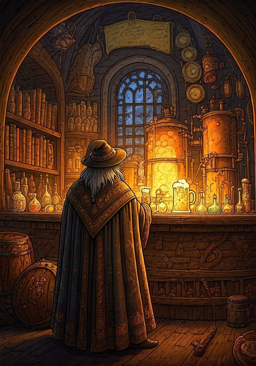 Steampunk Ale Wizard Brews Magical Potions