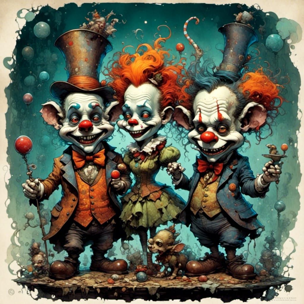 Cosmic Clowns in a Nightmarish Circus by Amaringo