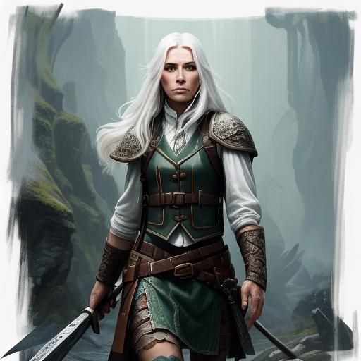 Attractive Female Dwarf Warrior in Mountain Hallway