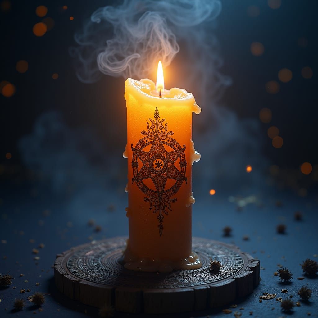 Ornate Candle Luminescence in Ethereal Darkness