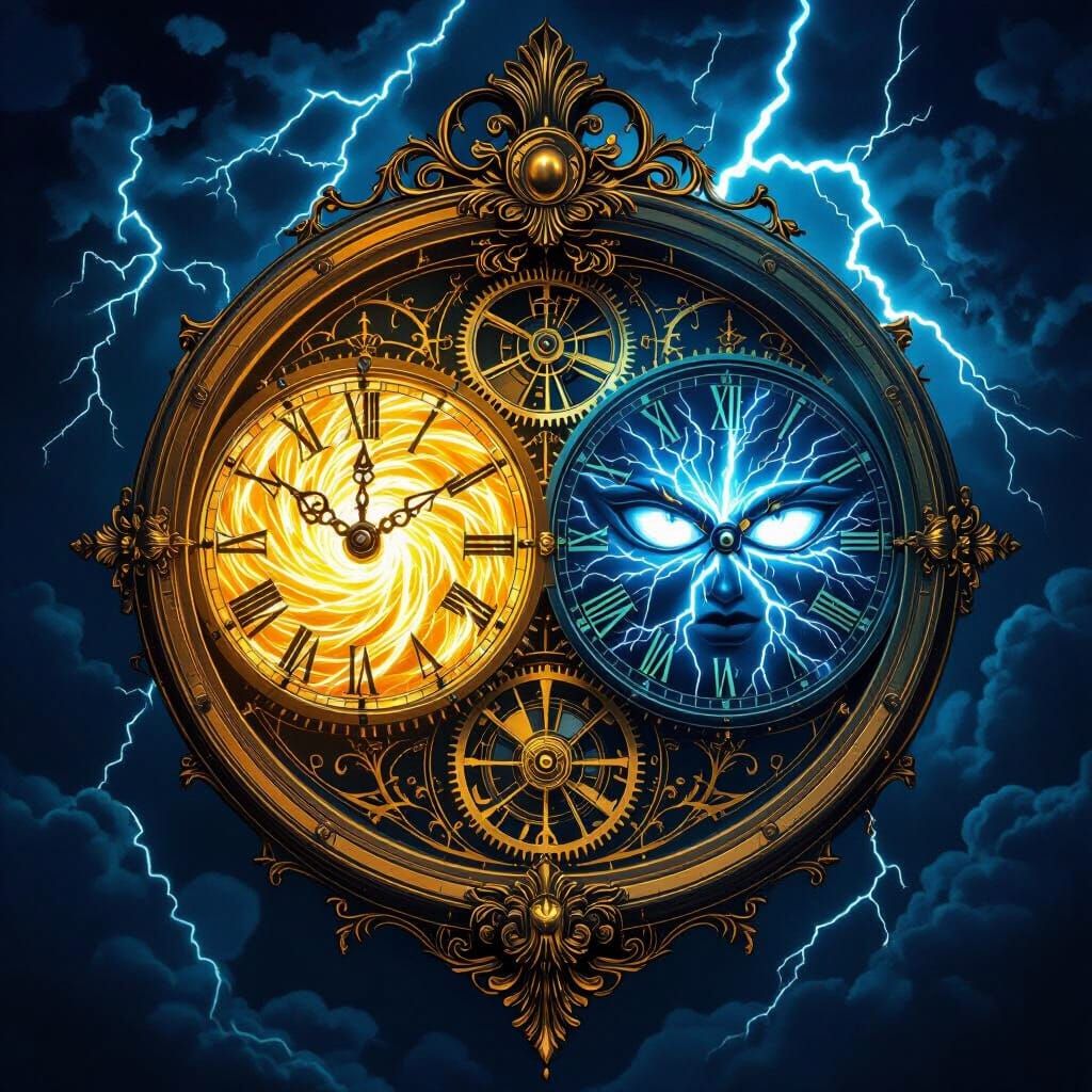 Surreal Ancient Clock of Light and Shadow