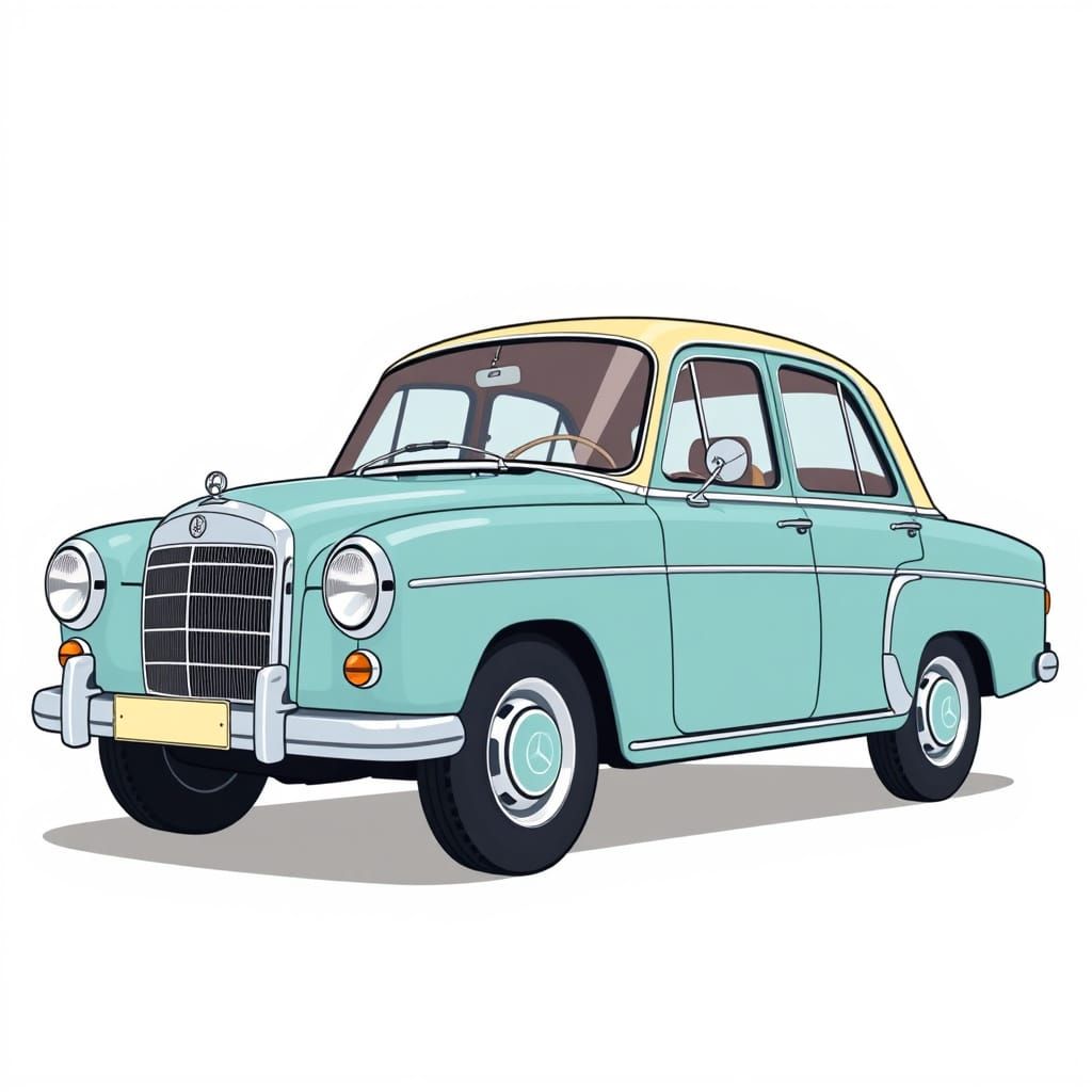 Retro 1960s Cartoon Mercedes W114