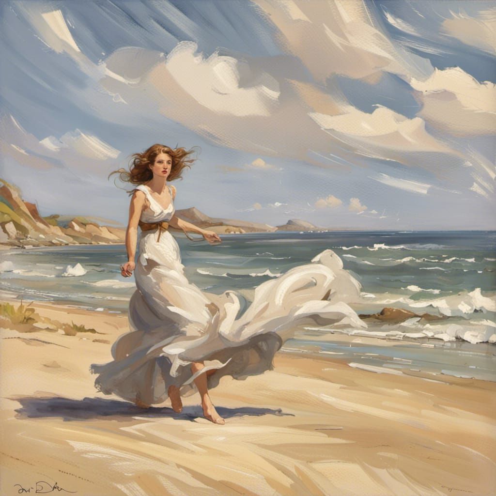 Sunny and Windy Day at the Beach