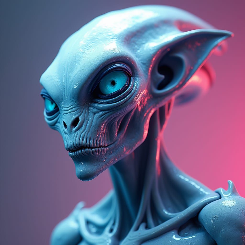 Threatening Humanoid Alien Portrait in Concept Art Style
