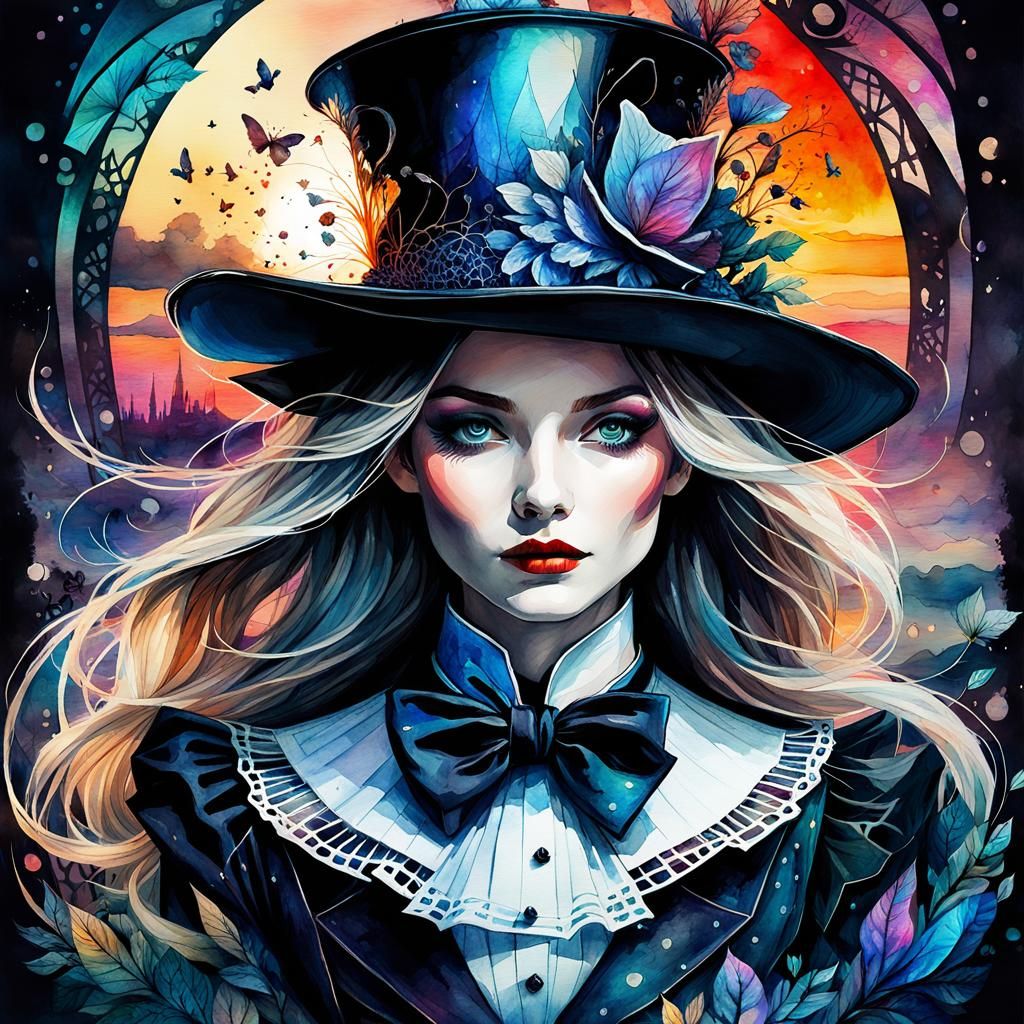 Alice in Wonderland Digital Watercolor Illustration