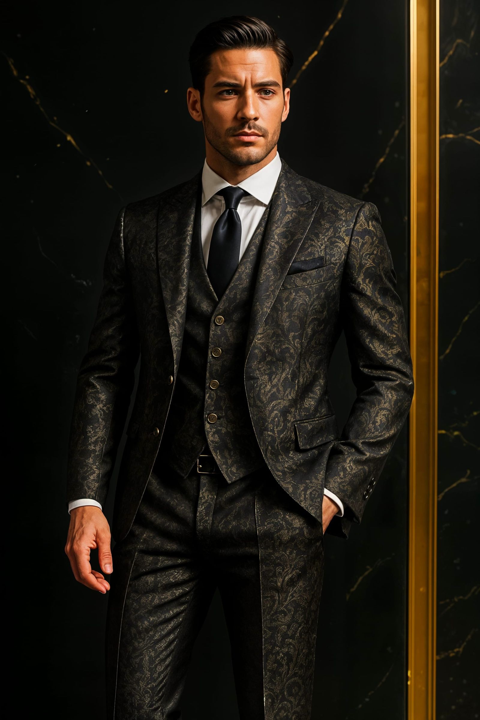 Confident Elegance in Luxurious Men's Fashion