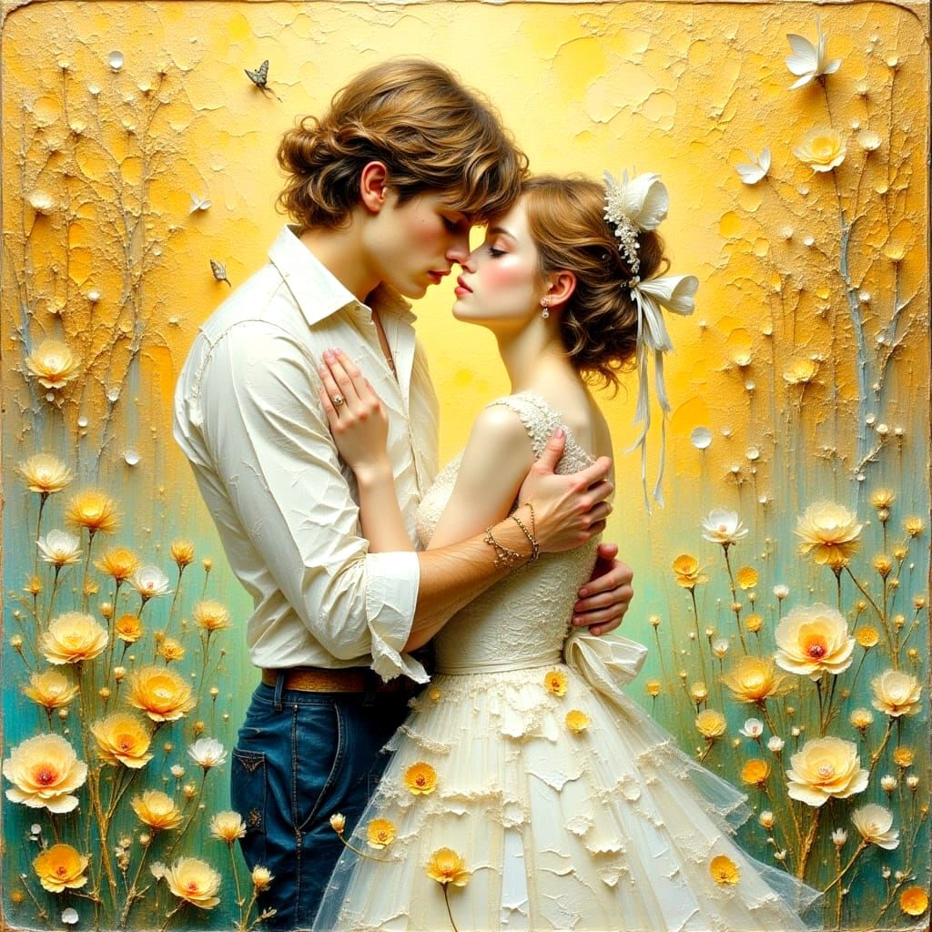 Impasto Islands Floating on a Colorful Stream