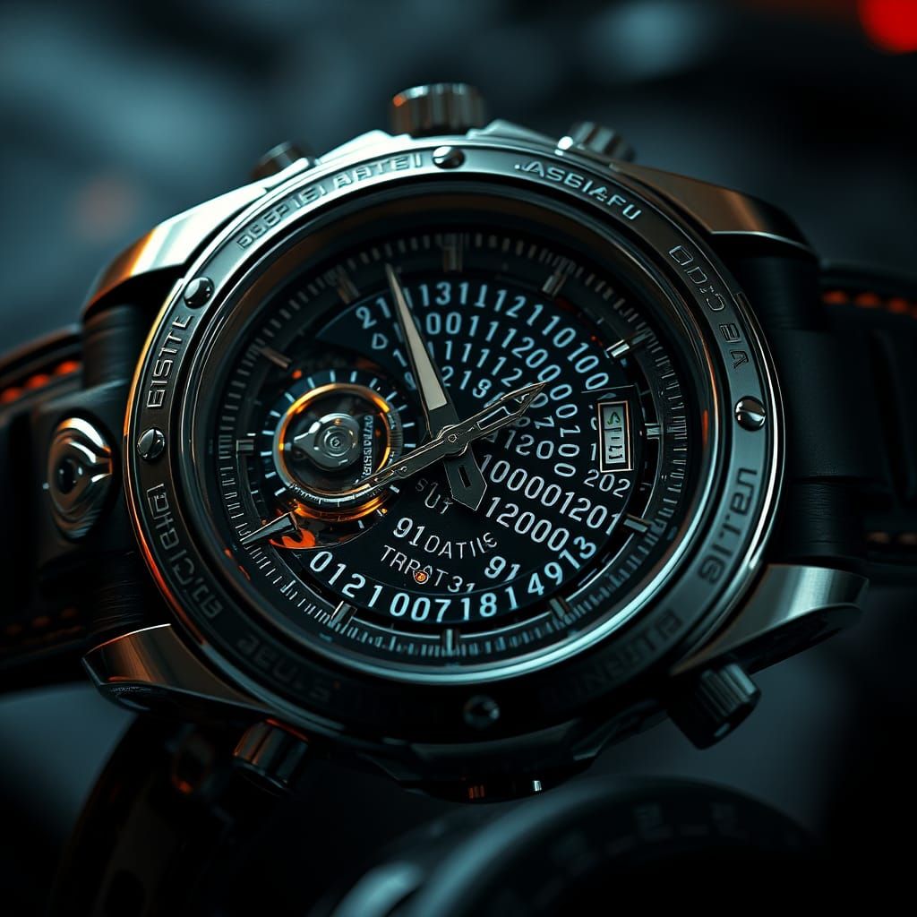 Luxurious Binary Code Watch in Futuristic Style