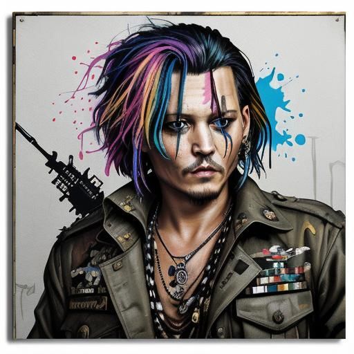 Johnny Depp as Army Man in Graffiti Art