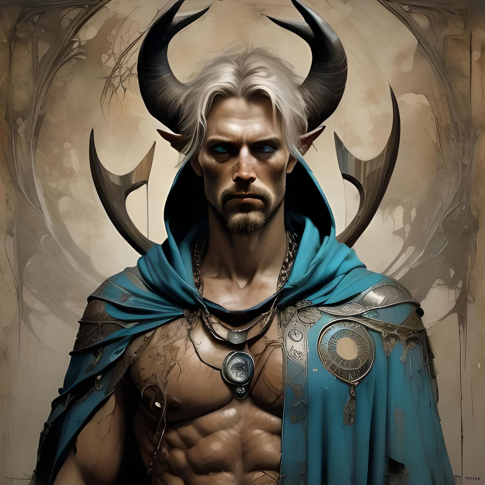 Haunting Celtic Monk in Matte Oil Painting