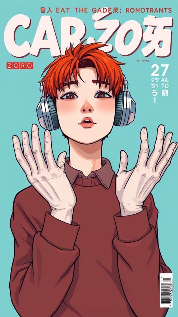 Cartoon Magazine Cover of Androgynous Person