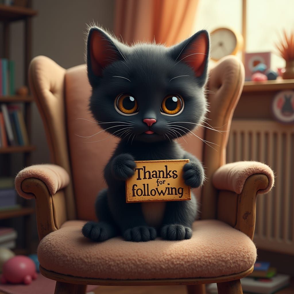 Cute Kitten Thanks Followers: Dreamlike Matte Painting