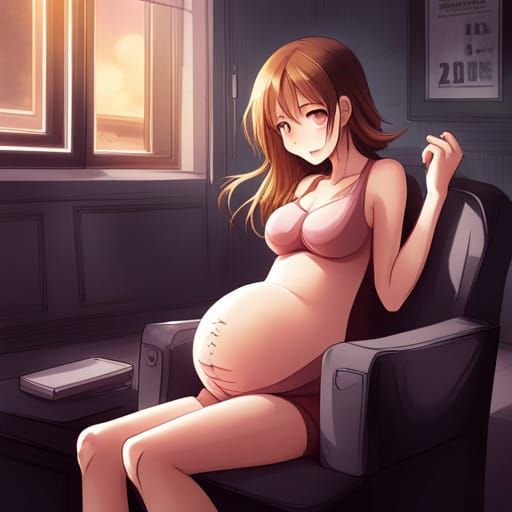 Anime Style Portrait of Pregnant Girl