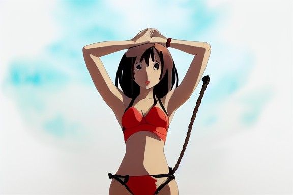 Anime Style Bikini Girl on Beach