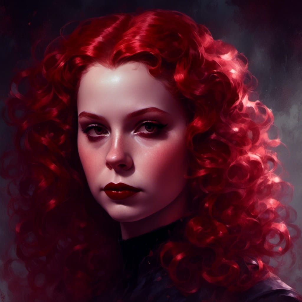 1950s Vampiress Portrait in Hyperrealistic Style