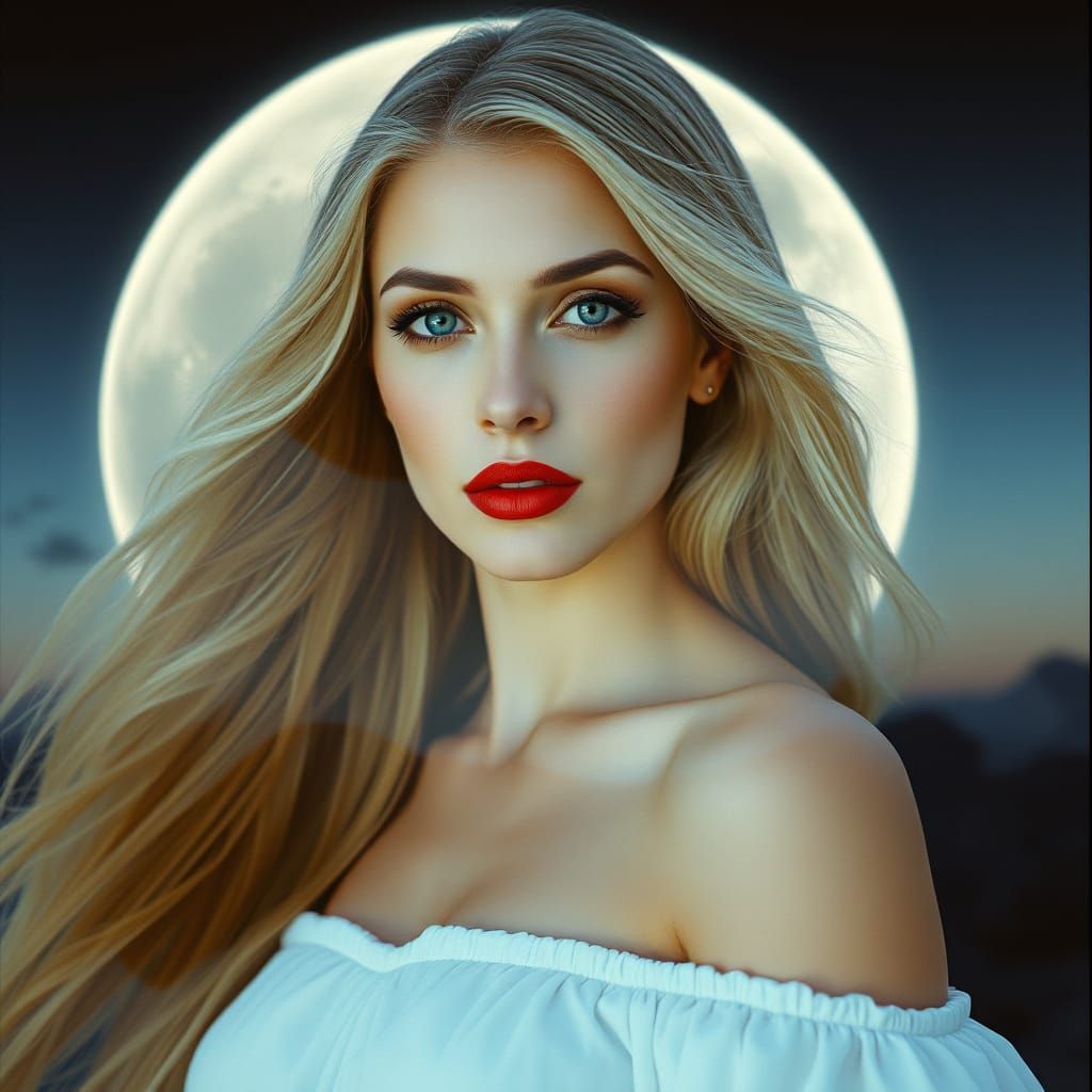 Goddess with Cosmic Background in Cinematic Style