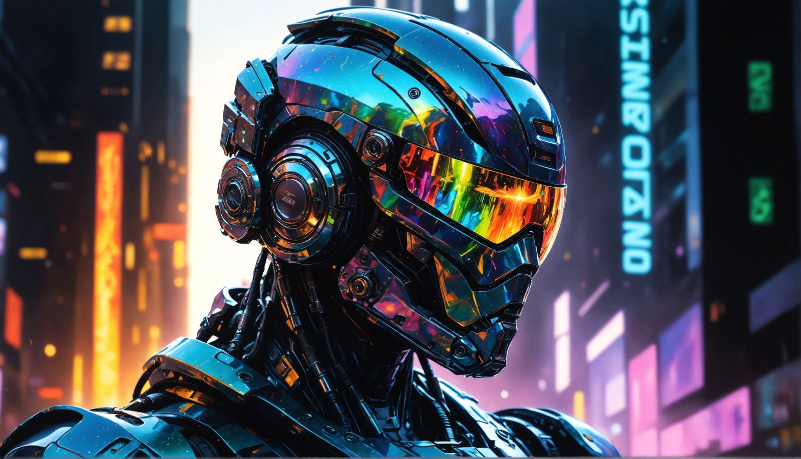 Hyperrealistic Sci-Fi Robot with Mirrored Visor