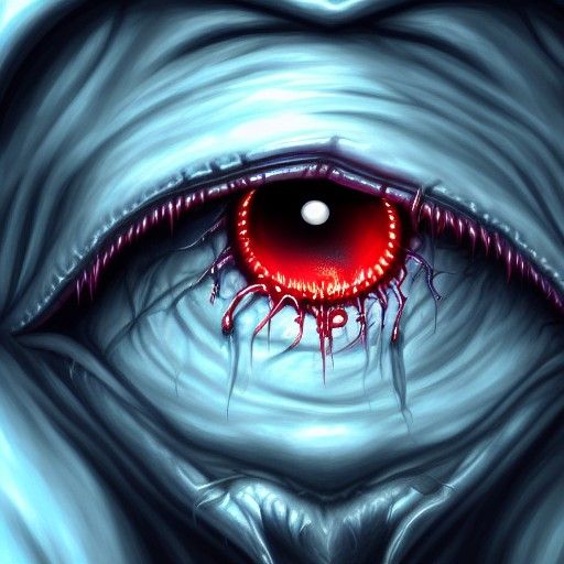 Menacing Dentist with Bloodshot Eyes: A Horror Scene