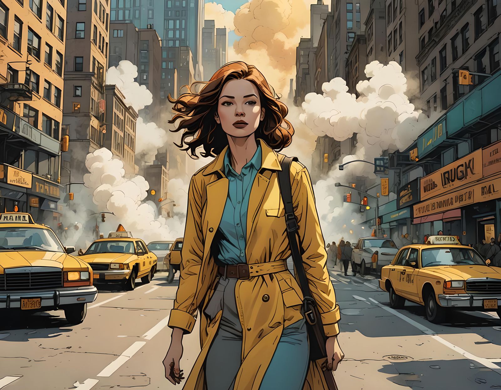 A european comic style hand drawn cartoon of a hot girl stan...