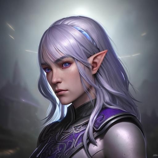 Half-Elf Female Fighter Portrait in Hyperdetailed Style