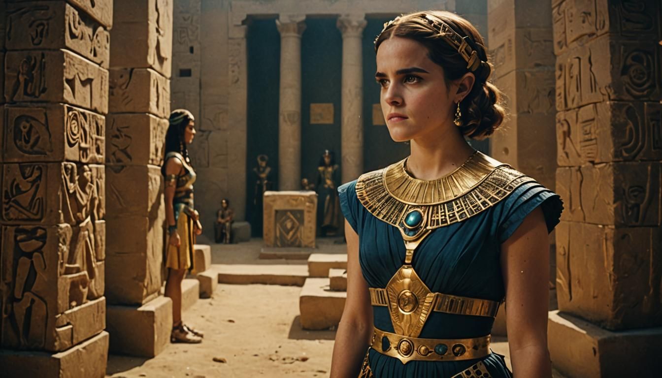 Cinematic Cleopatra Portrait with Film Grain Effect