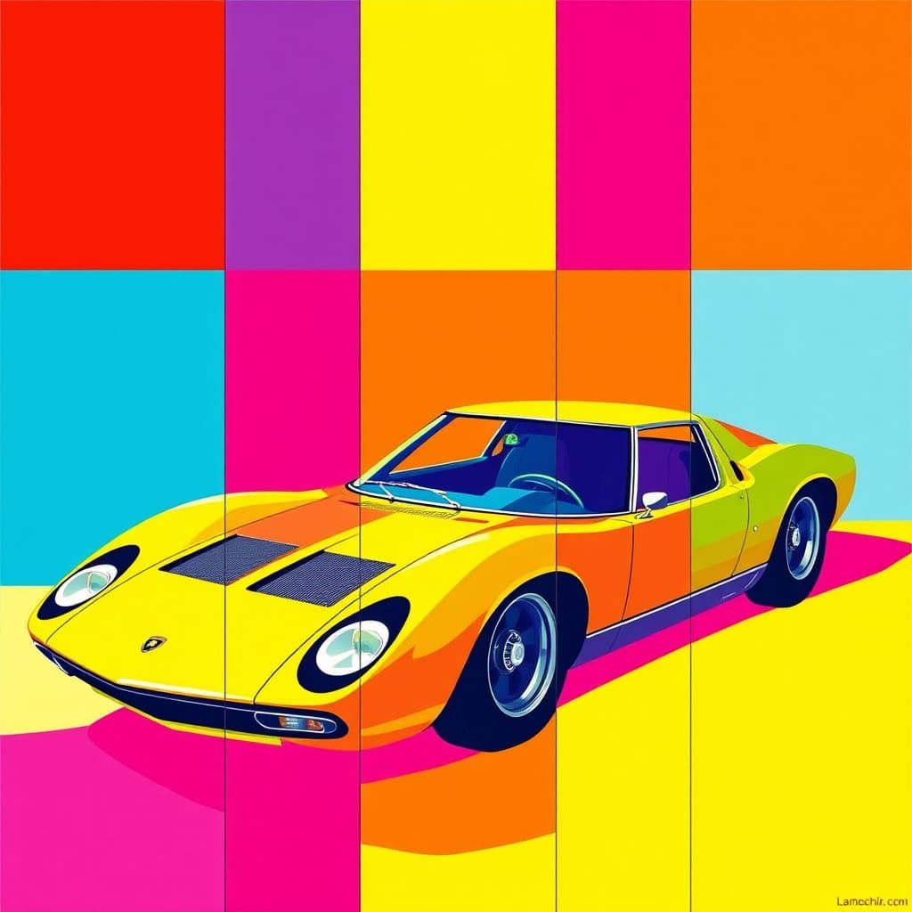 Lamborghini Miura in Warhol-Inspired Pop Art Style