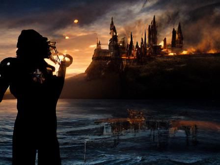 Castle Ablaze: Man with Fireball, Volumetric Lighting