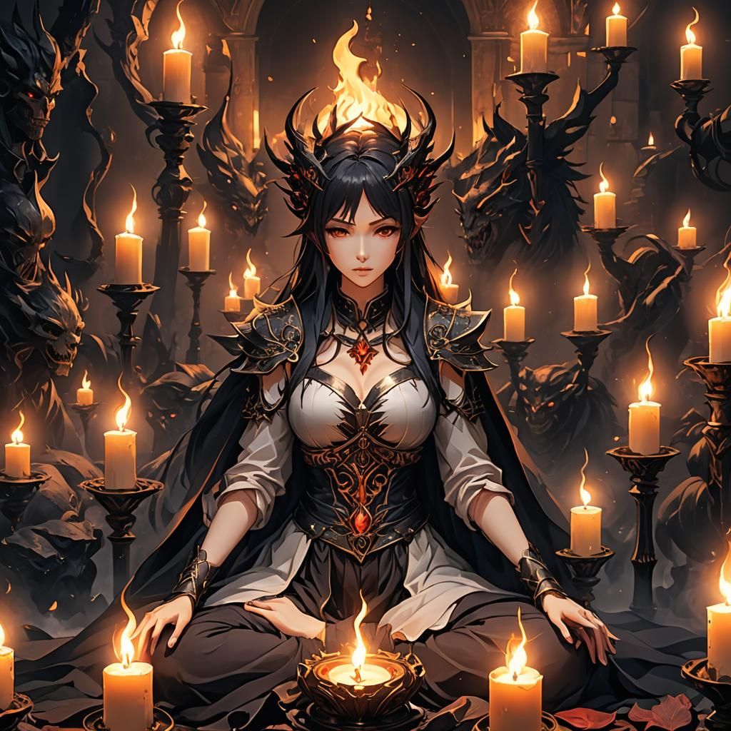 Anime Candlelight Ritual in Demonic Underground