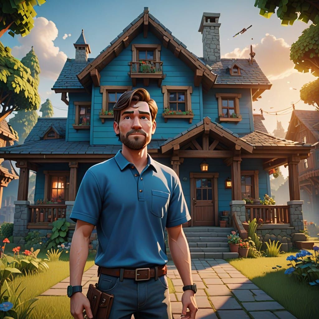 Steve's Majestic Minecraft Mansion in Vibrant, Cinematic Sty...