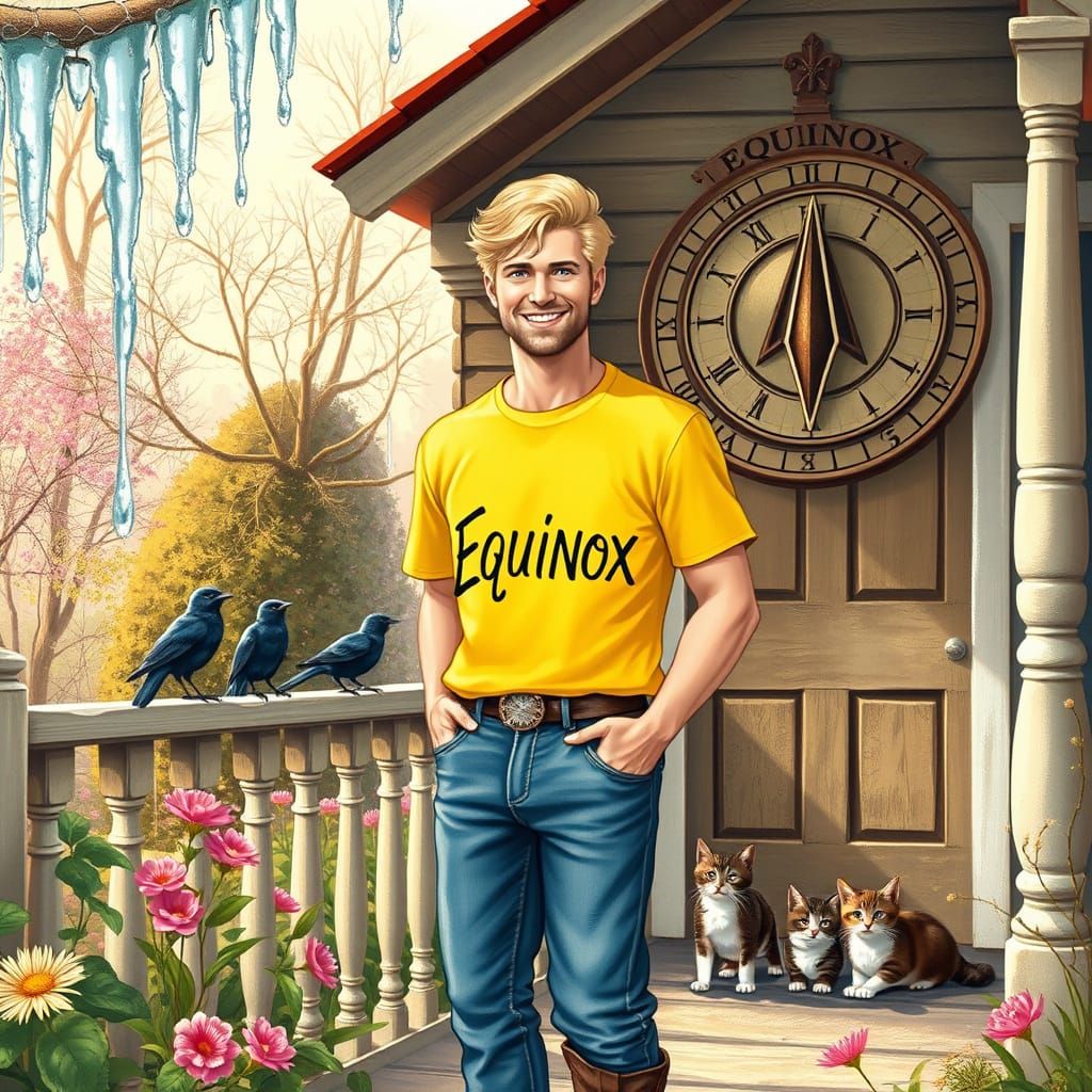 Springtime Gentleman in Whimsical Garden Setting