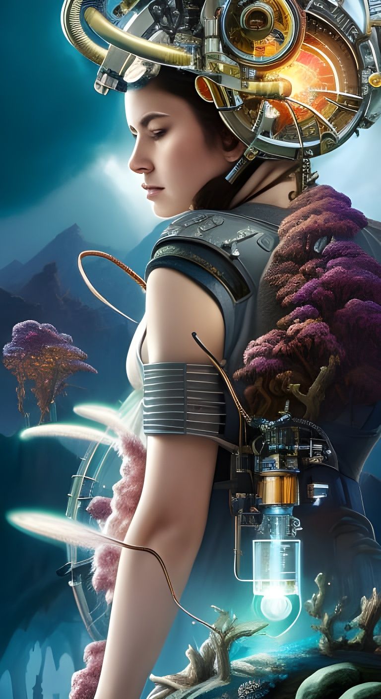 Mad Scientist Girl Portrait in Airbrush Fantasy Style