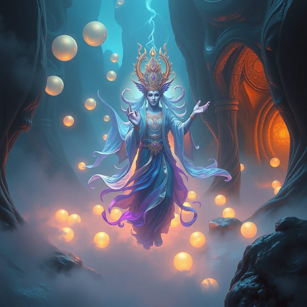 MarshmallowPunk Deity in Mystical Landscape