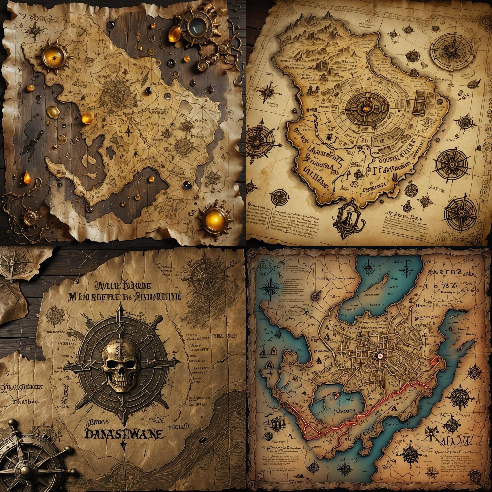 Treasure Map with Digital Password in Splash Art Style