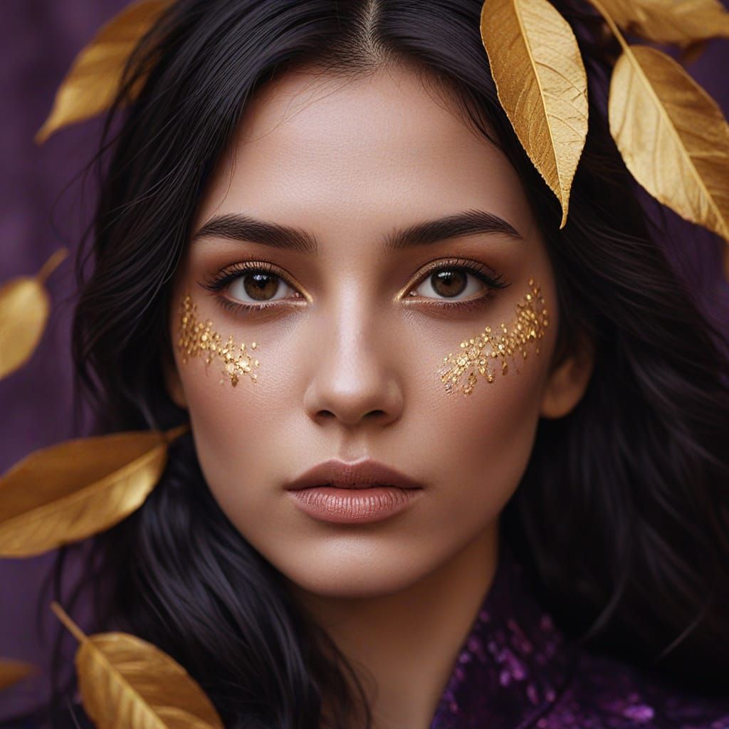 Majestic Portrait in Gold and Purple, Soft Focus