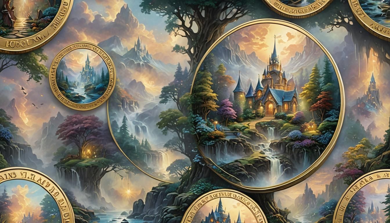 Magical Fantasy Coin in Ethereal Style