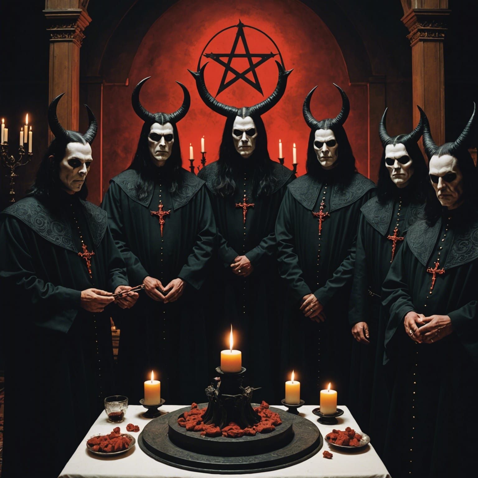 satanists doing a black mass occult ritual