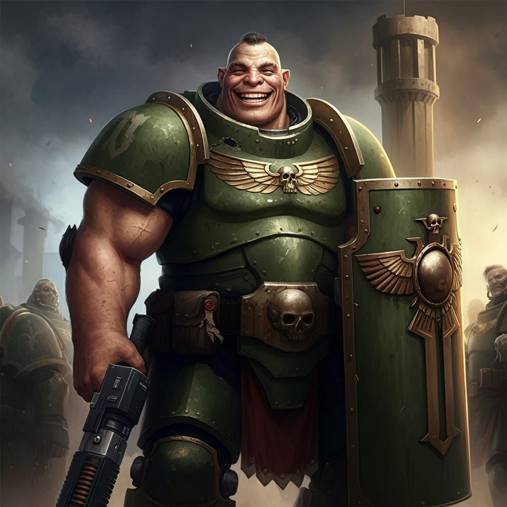 Imposing Ogryn Warrior in Space Marine Armor