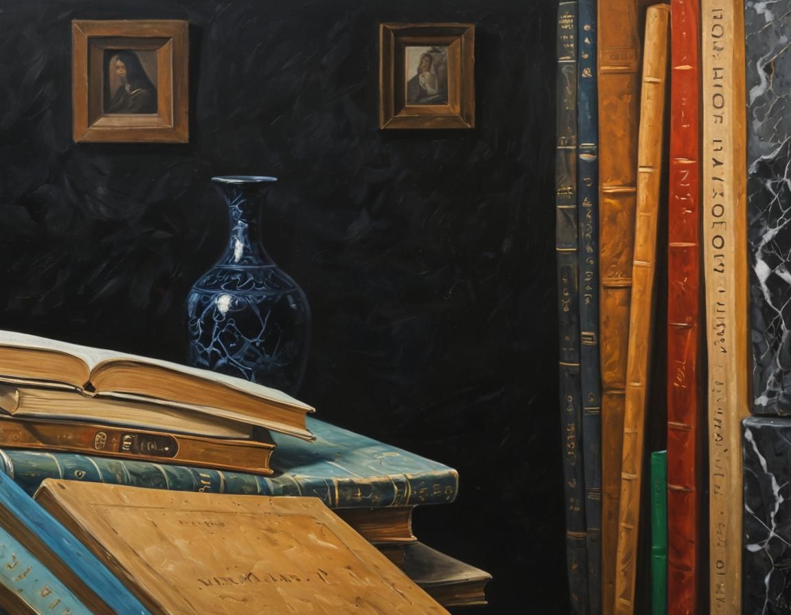 Still Life: Books and Pottery in Oil Painting