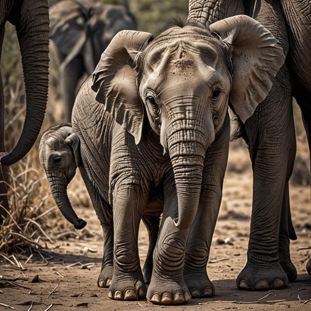 Hyperrealistic Baby Elephant in Cinematic Style