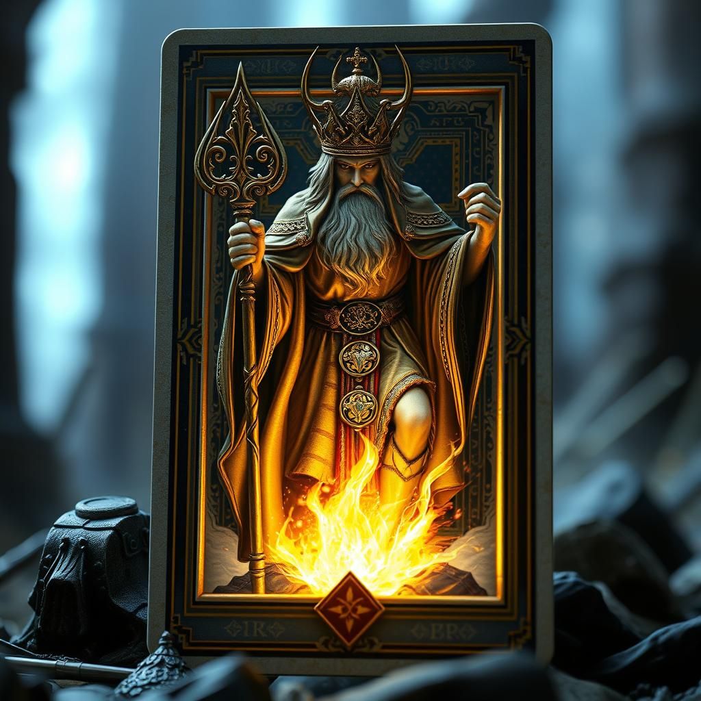 Knight of Staves Emerges from Tarot Card