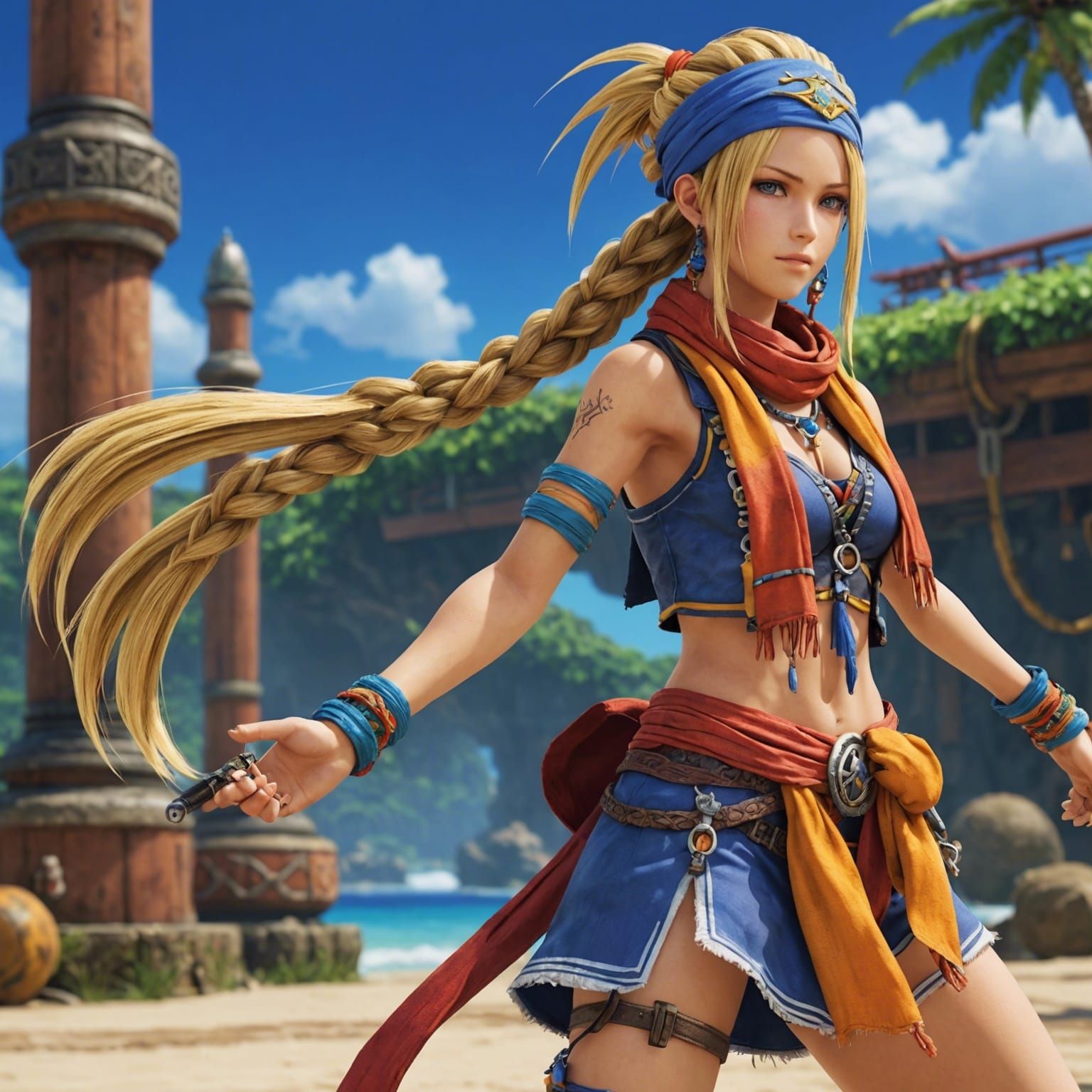 Rikku of Final Fantasy in Cinematic Style