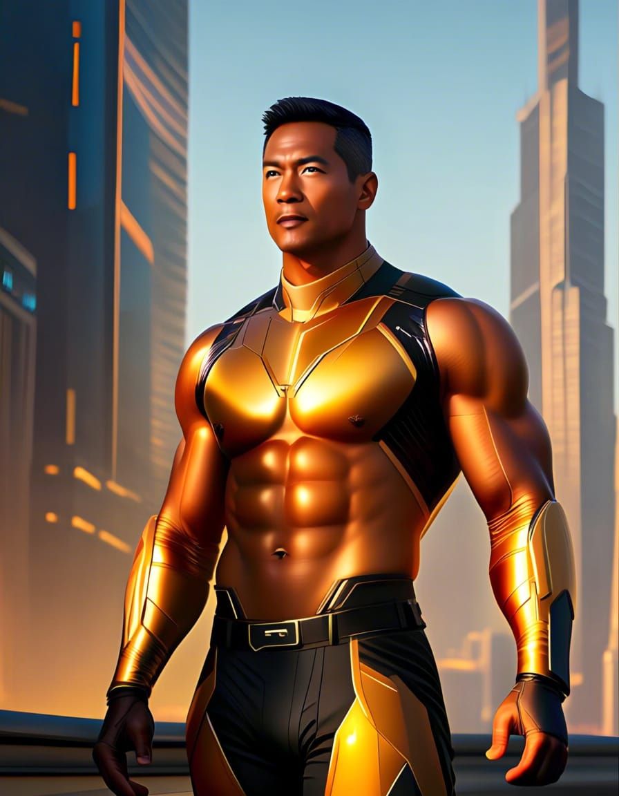 Heroic Realism Portrait of a Futuristic American Man