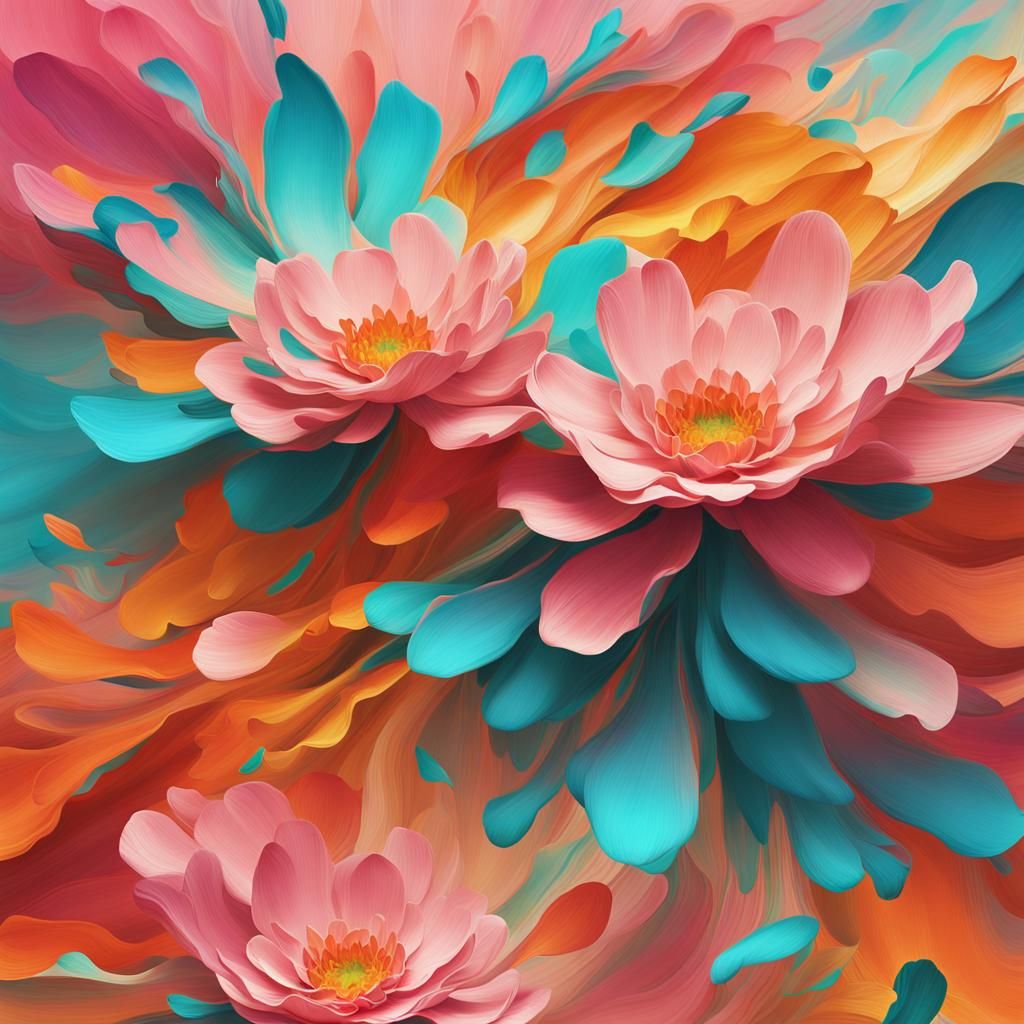 Abstract Flowers Bloom in Digital Matte Painting
