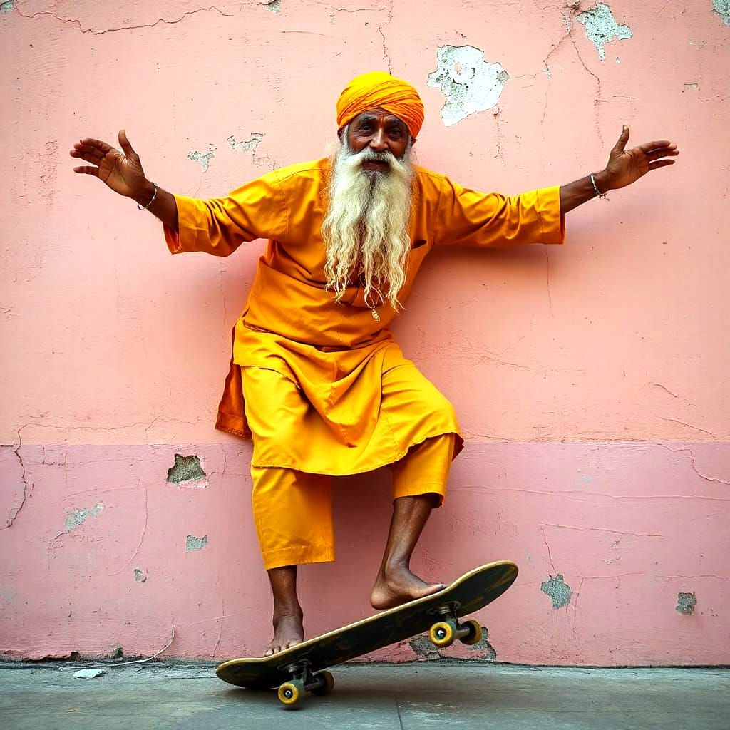Grandpa's on the Skateboard, Again!