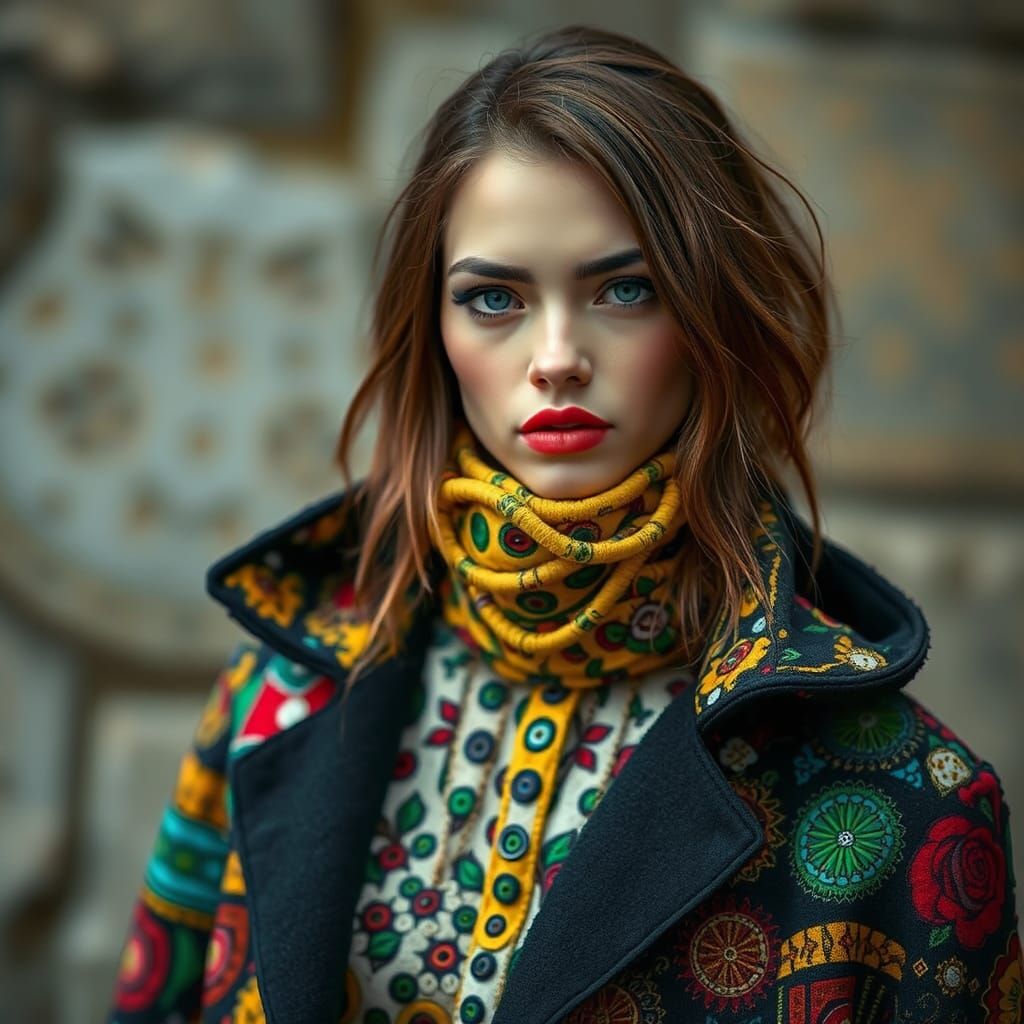 Hundertwasser Inspired High Fashion Model